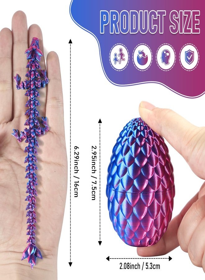 Yoshiky 4PCS 3D Printed Dragon Eggs Inside, Small 3D Printer Dragon Toy with Wings Eggs, Articulated Crystal Animals Fidget Toy Kid, Boy Gifts for Easter Christmas - Image 3